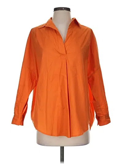 Pre-owned French Connection 3/4 Sleeve Button Down Shirt In Orange