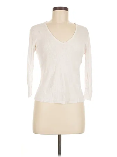 Pre-owned French Connection 3/4 Sleeve Top Ivory V Neck Tops In White