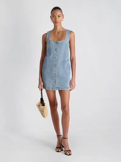 French Connection 90s Denim Button-front Sleeveless Mini Dress In Gray