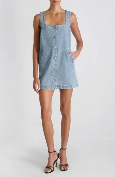 French Connection 90s Denim Button-front Sleeveless Mini Dress In Blue