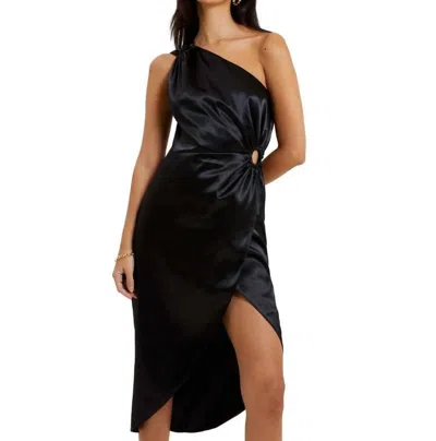 French Connection Adaline One Shoulder Dress In Blackout In Multi