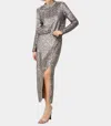 French Connection Adalynn Sequin Midi Skirt Gun Metal In Multi