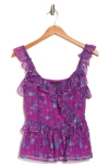 French Connection Aden Bai Lurex Frill Cami Top In Dahlia In Dhalia