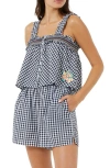 FRENCH CONNECTION ADLA GINGHAM SMOCKED TOP