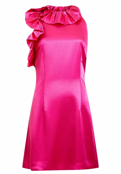 French Connection Adora Satin Ruffle Trim Mini Dress In Pink