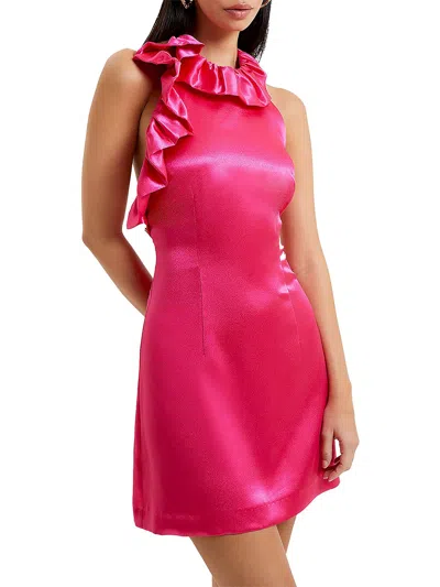 French Connection Adora Womens Satin Polyester Mini Dress In Pink