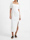 French Connection Afina Verona Ruched Midi Dress In Summer White In White