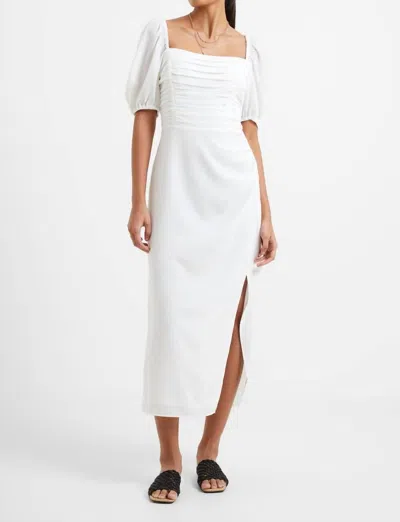 French Connection Afina Verona Ruched Midi Dress In Summer White