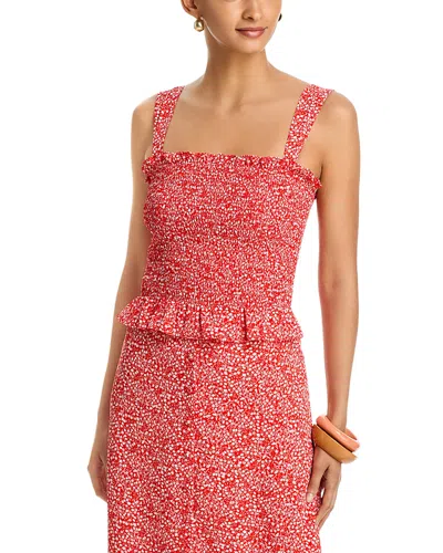 French Connection Agnes Crepe Smocked Top In Red