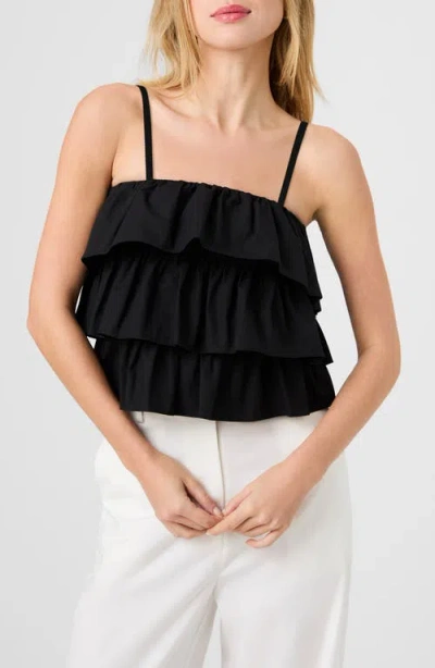 French Connection Aimee Ruffle Cotton Camisole In Black