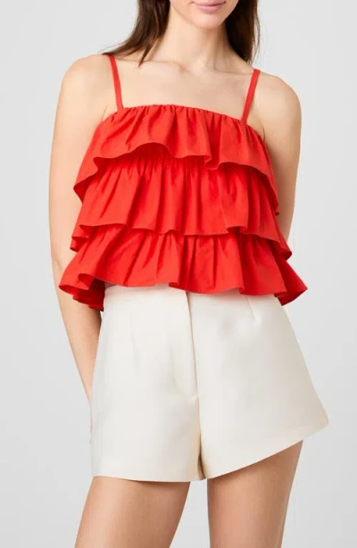 French Connection Aimee Ruffle Cotton Camisole In Red