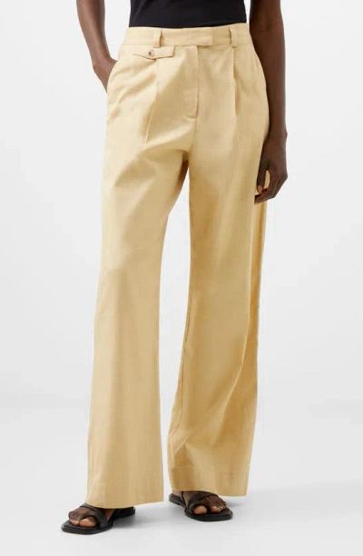 French Connection Alania City Pleat Wide Leg Pants In Biscotti