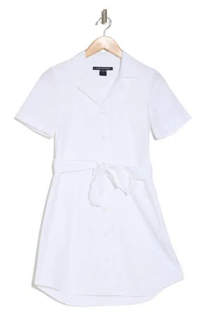 French Connection Alania Tie Waist Shirtdress In Linen White