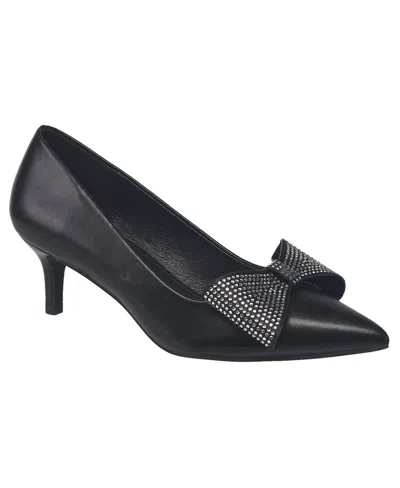 French Connection Albania Bling Bow Kitten Heel In Black