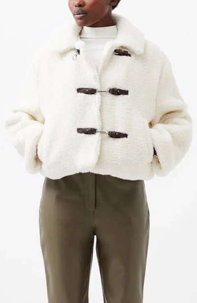 French Connection Alex Faux Shearling Jacket In Classic Cream