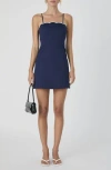 French Connection Alexis Scallop Mini Dress In Marine Summer White