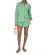 French Connection Alexis Diagonal Yoke Button Front Top In Green