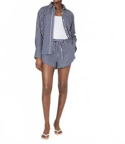 French Connection Alexis Cotton Angled Yoke Shirt In Marine/summer White In Multi