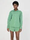 French Connection Alexis Diagonal Yoke Button Front Top In Green