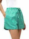 French Connection Alexis Cotton Drawstring Short In Green/summer White In Green