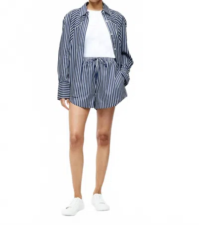 French Connection Alexis Cotton Drawstring Short In Marine/summer White In Blue