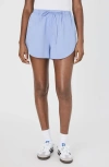 French Connection Alexis Cotton Drawstring Shorts In Oxford Blue