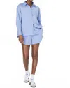 French Connection Alexis Oversize Crossover Cotton Button-up Shirt In Blue