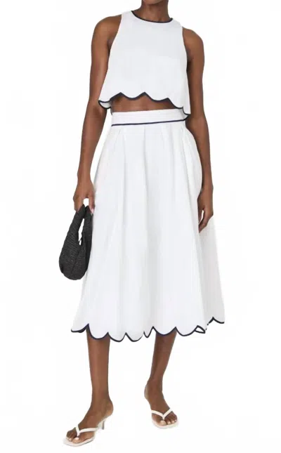 French Connection Alexis Cotton Scallop Top In White