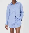 French Connection Alexis Oversize Crossover Cotton Button-up Shirt In Blue