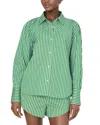 French Connection Alexis Diagonal Yoke Button Front Top In Green