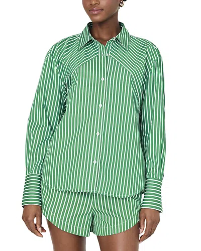 French Connection Alexis Diagonal Yoke Button Front Top In Green