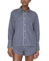 French Connection Alexis Diagonal Yoke Button Front Top In Marine/summer White