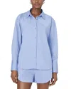 French Connection Alexis Oversize Crossover Cotton Button-up Shirt In Oxford Blue