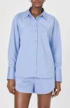 French Connection Alexis Oversize Crossover Cotton Button-up Shirt In Blue