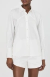 FRENCH CONNECTION FRENCH CONNECTION ALEXIS OVERSIZE CROSSOVER COTTON BUTTON-UP SHIRT