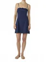 French Connection Alexis Scallop Mini Dress In Marine Summer White In Blue