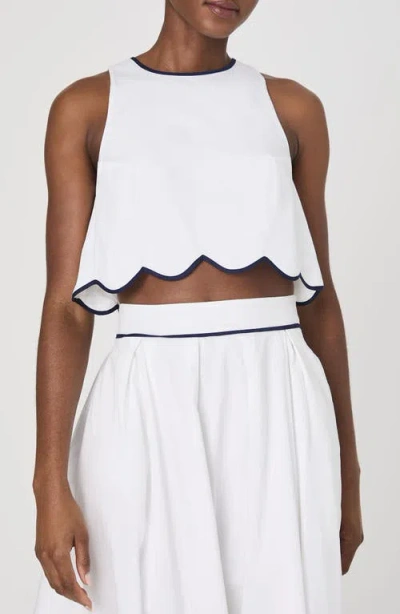 French Connection Alexis Cotton Scallop Top In White