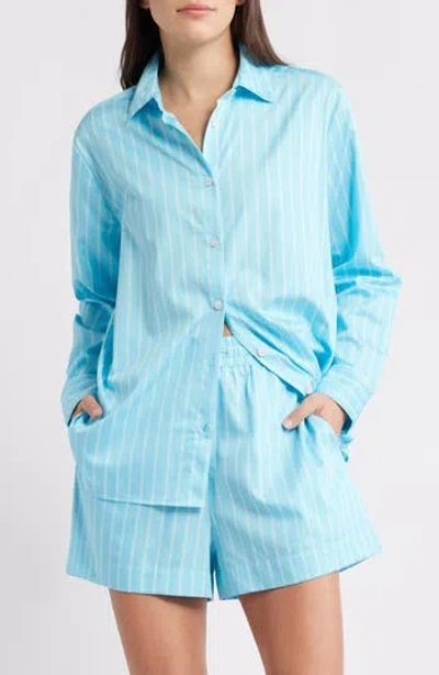 French Connection Alexis Stripe Poplin Shirt In Blue