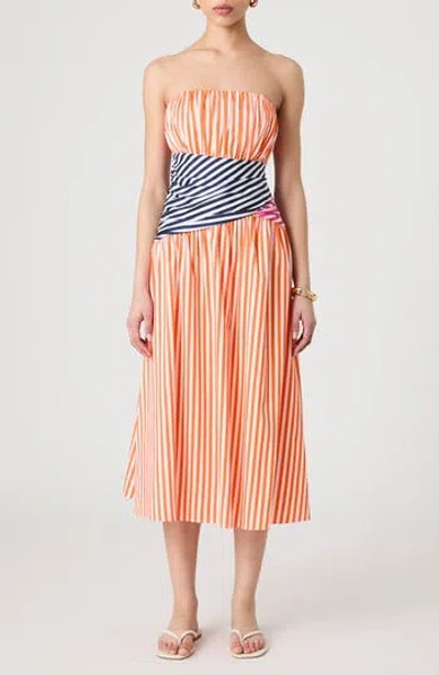 French Connection Alexis Stripe Strapless Midi Dress