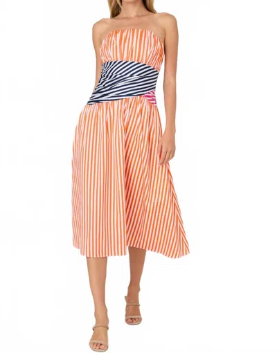 French Connection Alexis Striped Midi Dress In Multi
