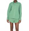 French Connection Alexis Diagonal Yoke Button Front Top In Green