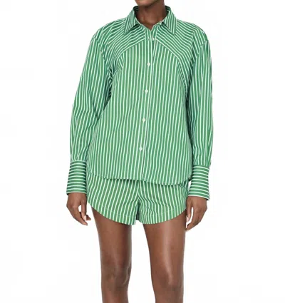 FRENCH CONNECTION ALEXIS TOP IN GREEN STRIPE