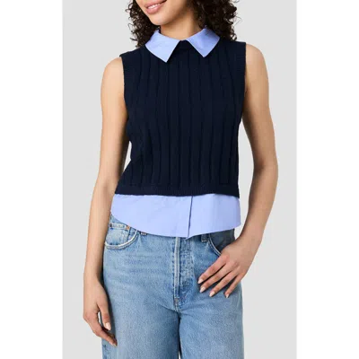French Connection Aleyna Ribbed Sweater Vest In Blue