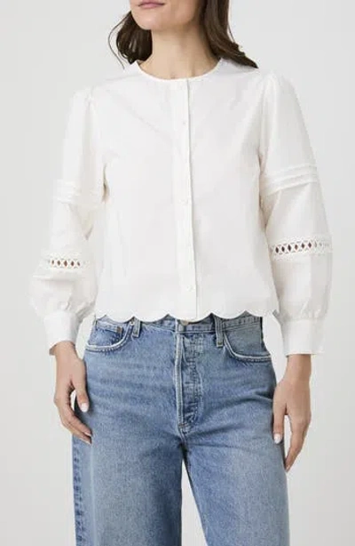 French Connection Alissa Broderie Anglaise Cotton Button-up Shirt In White