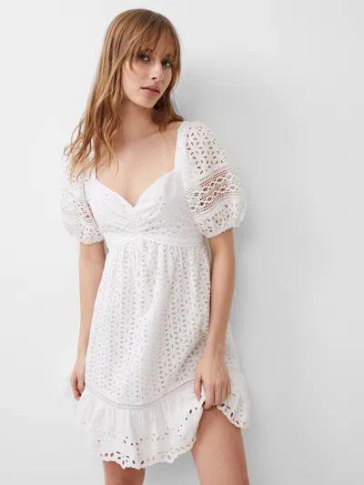 French Connection Alissa Cotton Babydoll Dress In White
