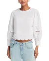 French Connection Alissa Cotton Broiderie Top In Linen White