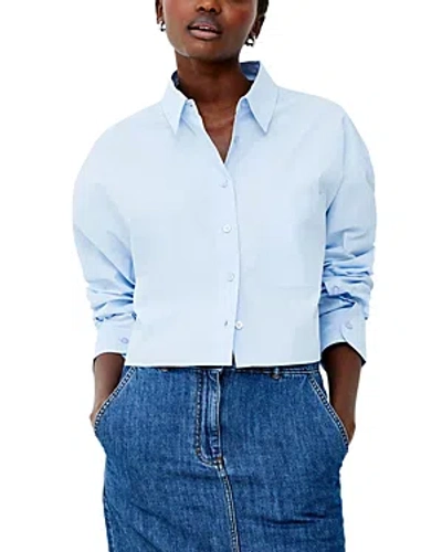 French Connection Alissa Cotton Cropped Shirt In Cashmere Blue
