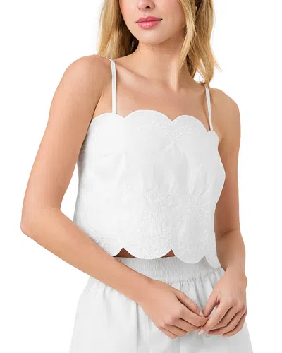 French Connection Alissa Cotton Embroidered Strappy Top In White