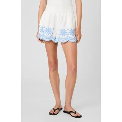 French Connection Alissa Embroidered Cotton Shorts In Black