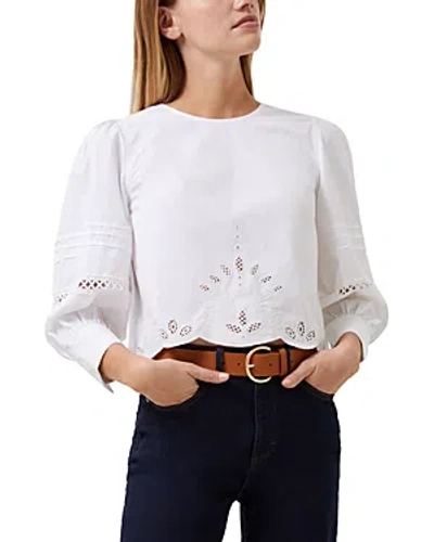 French Connection Alissa Cotton Broderie Anglaise Top In Linen White